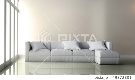 white Leather Chair - Room interior on white wall white Leather Chair - Room interior on white wall 49872801