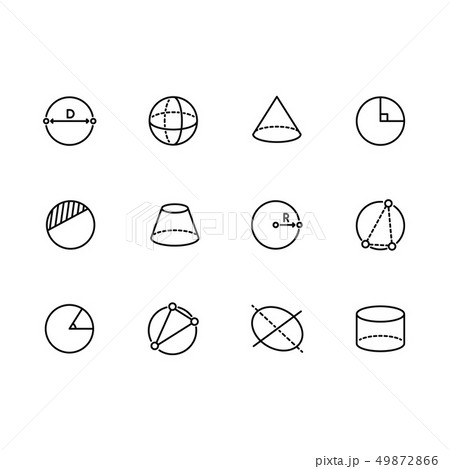 Simple set geometric figures illustration line icon. Contains such icons circle, sphere, cylinder 49872866