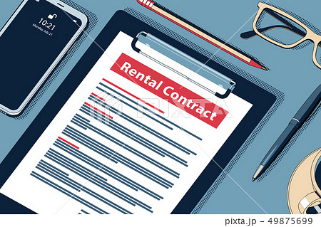 Rental Contract Concept. Vector Halftone Isometric Illustration. 49875699