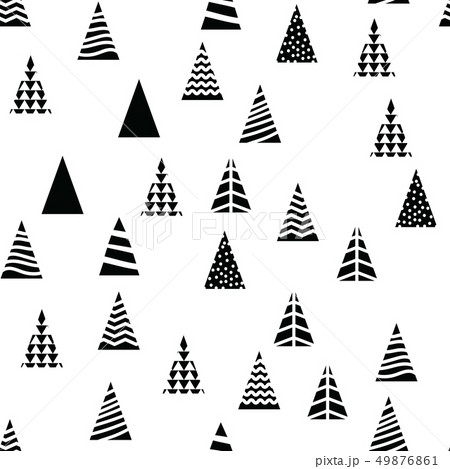 Pattern Christmas trees triangular shape on white background. Different design trees for decoration 49876861