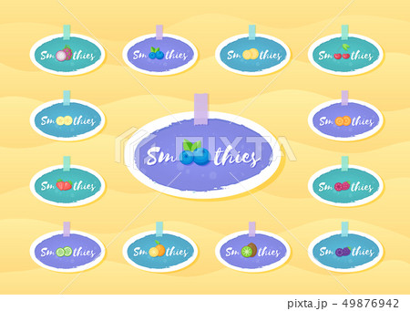 Fruit and berry smoothie shake sticker set design Fruit and berry smoothie shake sticker set design 49876942