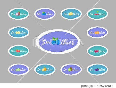 Collection of fruit smoothie drink sticker design 49876981