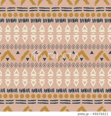 Ethnic boho blush pink geometric seamless pattern texture. 49878821