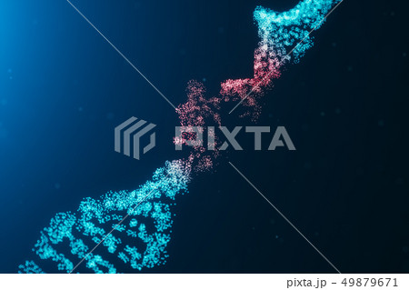 3D illustration Virus DNA molecule, structure. Concept destroyed code human genome. Damage DNA 49879671
