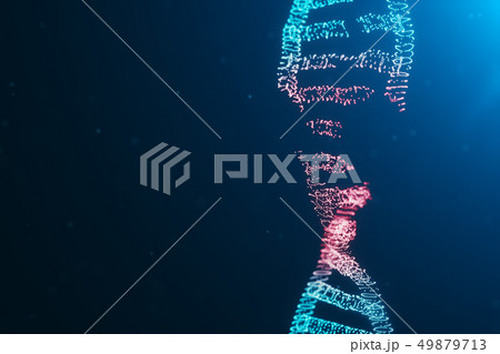 3D illustration Virus DNA molecule, structure. Concept destroyed code human genome. Damage DNA 49879713