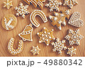 Homemade christmas cookies on wooden table 49880342