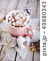 Mug of hot chocolate with candy marshmallows 49880343
