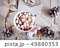 Pink mug of hot chocolate with marshmallows 49880353