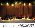 Christmas background with lights and blue baubles 49880357