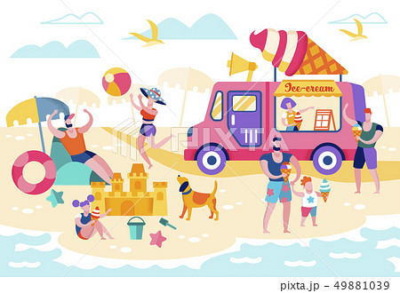 Food on Beach or Open Pond Vector Illustration. 49881039