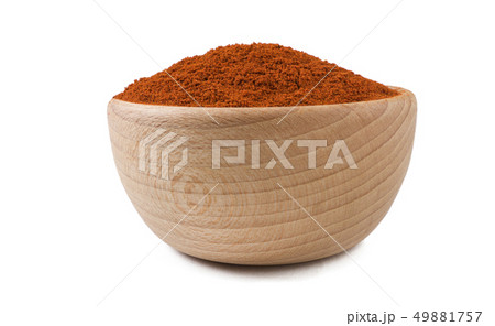 milled or ground paprika or red pepper in wooden 49881757