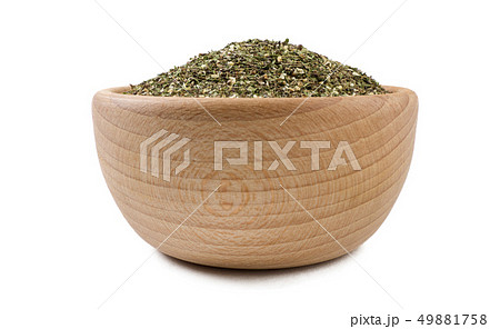 green savory mix or Chubritsa in wooden bowl 49881758