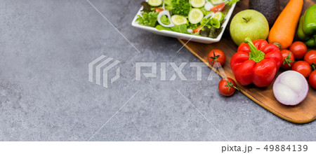 Colorful of fresh organic vegetables and salad for Colorful of fresh organic vegetables and salad for 49884139