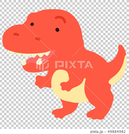 Simple And Cute Red T Rex Illustration Without Stock Illustration 4949