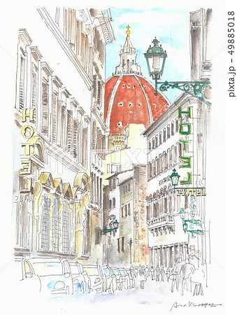 世界遺産の街並み フィレンツェの路地のイラスト素材