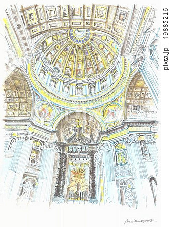 世界遺産の街並み・バチカン市国・ミケランジェロの天蓋 49885216