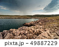 Rain Clouds Over Adriatic Sea Bay In Dalmatia, Rain Clouds Over Adriatic Sea Bay In Dalmatia, 49887229