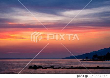 Beautiful Sunset Over Adriatic Sea Near Starigrad Beautiful Sunset Over Adriatic Sea Near Starigrad 49887232