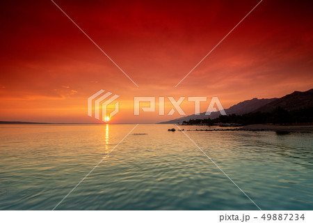 Beautiful Sunset Over Adriatic Sea Near Starigrad Beautiful Sunset Over Adriatic Sea Near Starigrad 49887234