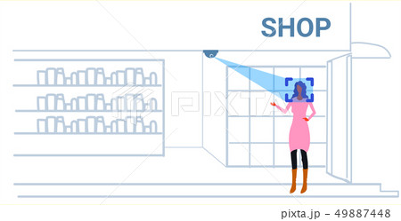 woman customer identification facial recognition concept girl choosing accesories modern fashion 49887448