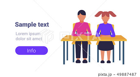 couple pupils sitting desk during lesson education concept elementary school schoolboy with 49887487