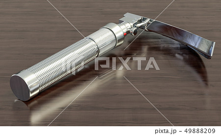 Laryngoscope on the wooden table, 3D rendering 49888209