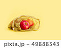 Reusable bag with red apples on yellow background. Zero waste and plastic free shopping concept. 49888543