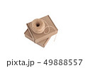 Stack of craft paper boxes and coil of rope isolated on white. 49888557
