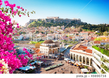 Skyline of Athenth with Acropolis hill 49890738