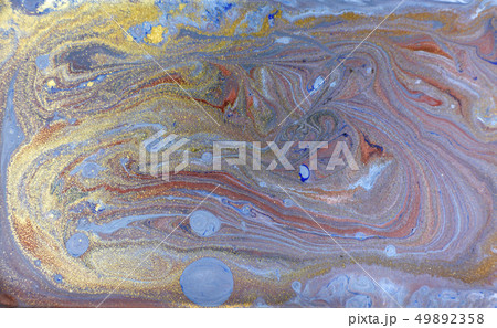 Blue marbling pattern. Golden marble liquid texture. Blue marbling pattern. Golden marble liquid texture. 49892358