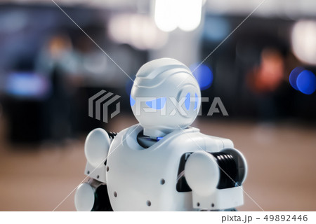 head of toy robot on a blurred background 49892446