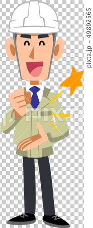 ヘルメットを装着して納得する工務店の男性 ヘルメットを装着して納得する工務店の男性 49892565