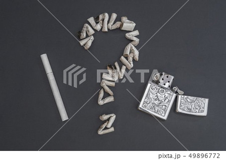 Question mark of cigarette butts, cigarette and Question mark of cigarette butts, cigarette and 49896772