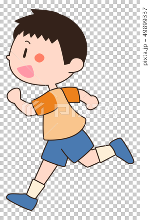 走っているtシャツの男の子aのイラスト素材