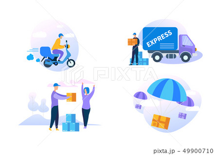Express Delivery Icon Set on White Background. 49900710