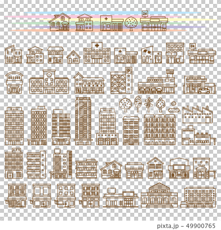 いろいろな建物のイラストのイラスト素材