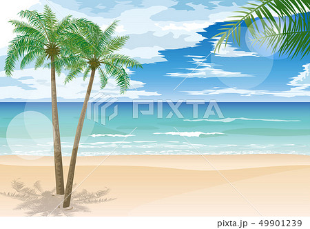 青い海とヤシの木のイラスト素材