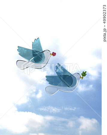 Cg 3d イラスト 立体 鳥 羽ばたき 空 ガラス 未来 希望 平和 卒業 入学 就職 結婚 出産のイラスト素材