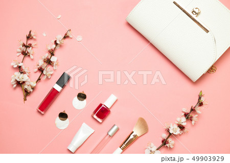 Makeup products with cosmetic and white little 49903929