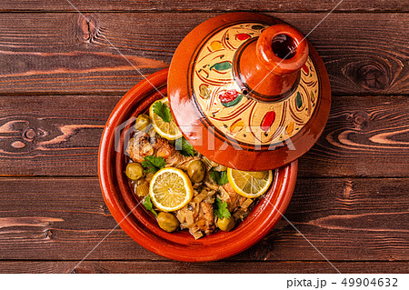 Traditional moroccan tajine of chicken with salted 49904632