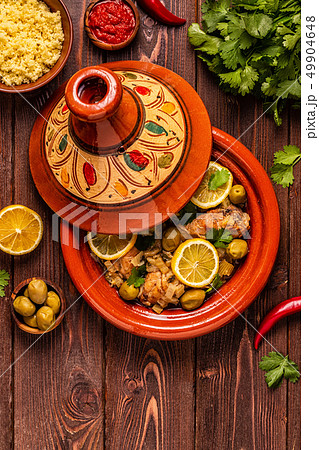 Traditional moroccan tajine of chicken with salted 49904648