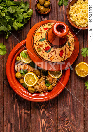Traditional moroccan tajine of chicken with salted 49904650