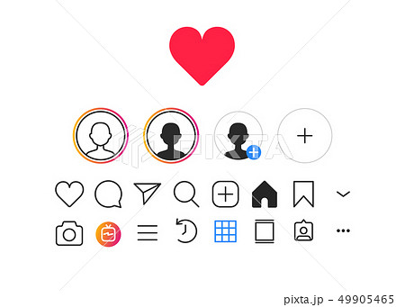 Set Of Social Media Icons For Instagramのイラスト素材 49905465 Pixta