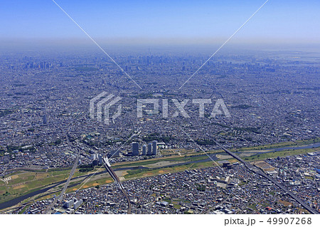 二子玉川周辺/二子玉川上空から都心を望む 二子玉川周辺/二子玉川上空から都心を望む 49907268