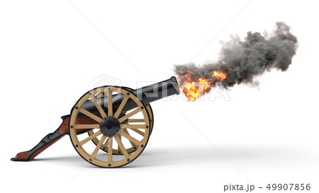 ramadan cannon shoting soccer ball.. 3d illustration 49907856