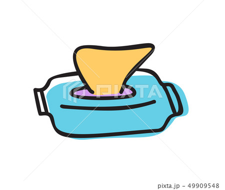 Wet wipes in package box doodle vector icon Wet wipes in package box doodle vector icon 49909548