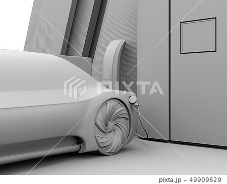 水素ステーションに水素ガスを充てんしている自動運転FCVのクレイレンダリングイメージ 水素ステーションに水素ガスを充てんしている自動運転FCVのクレイレンダリングイメージ 49909629