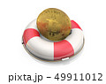 3d illustration: gold bitcoin token on a Lifebuoy 49911012