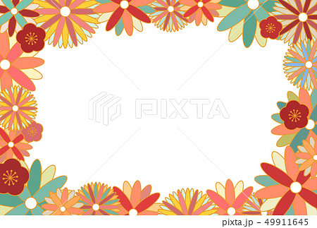 和柄の花背景イラストのイラスト素材
