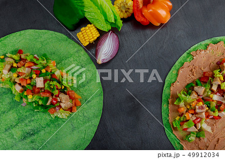 Ingredients for Mexican burito fast food fresh Ingredients for Mexican burito fast food fresh 49912034